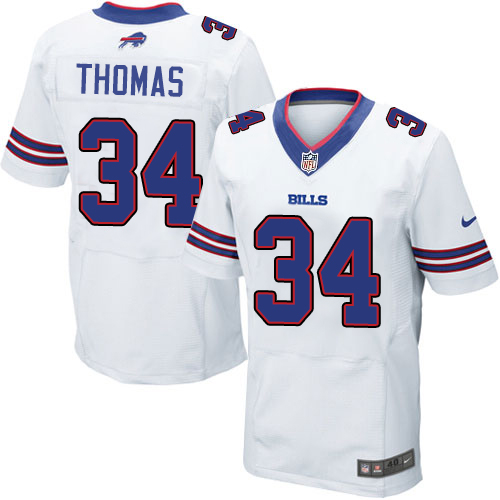 Men's Elite Thurman Thomas Nike Jersey White Road - #34 NFL Buffalo Bills